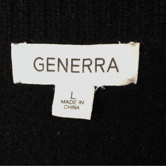 GENERRA 100% Cashmere V-neck Rolled Hem Black Sweater Pullover Jumper Size L - Picture 8 of 9